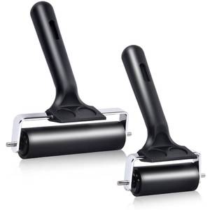 lot 6285 image: Wlivxch 2Pcs Hard Rubber Brayer Rollers (4 Inch and 2.2 Inch) for Printmaking, Ink Printing, Gluing Application, Stamping, Boat Flooring and Wallpaper Installation - Black Tool