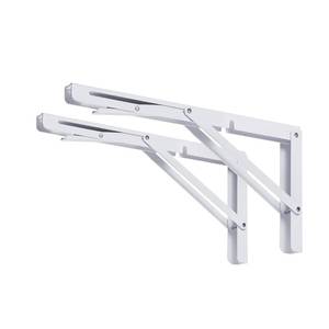 lot 6301 image: CLT 16in White Folding Shelf Brackets Max. Load 440 lb, Heavy Duty DIY Wall Mounted Shelf Bracket Space Saving for Table Work Bench, Pack of 2
