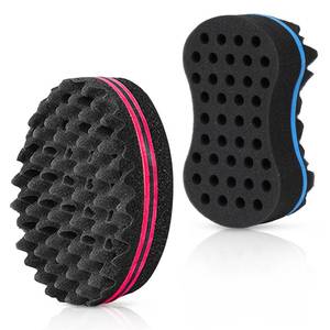 lot 6304 image: A2pcs Hair Sponge Twist Comb, Curl Comb and Twist Brush for Menfts Curls and Womenfts Natural Hair