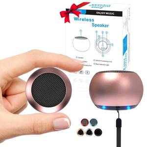 lot 6306 image: SEVENKA 2 Mini Speakers Bluetooth, 3W Small Portable Wireless Speaker with Lanyard, Water Resistant, Wireless Stereo Pairing, Rechargeable Metal Mini Bluetooth Speakers for Phone, Tablet-Pink