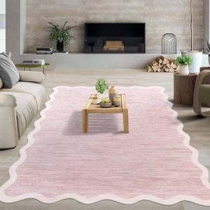 lot 6317 image: GarveeHome Scalloped Living Room Rug 5x7 Area Rug Washable Area Rug for Bedroom Modern Abstract Pink Kids Rug Non Slip Throw Rugs Soft Low Pile Stain Resistant Carpet for Dining Room 5ftx7ft Pink