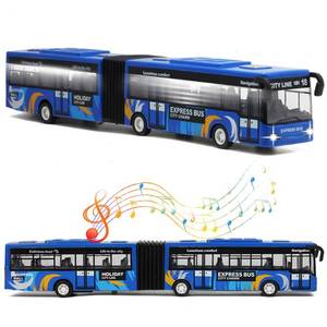 lot 6319 image: Crelloci City Bus Toy for Kids, Die Cast Alloy Pull Back Vehicles, Metro Articulated Electric Bus with Sounds and Lights, Model Cars Toys Educational Gift for Kids Boys Girls Ages 3