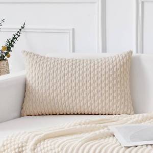 lot 6320 image: Kevin Textile 12x20 Inch Pillow Cover 1 Pack Boho Decorative Soft Striped Corduroy Lumbar Farmhouse Solid Color Accent Rectangle Cushion Case for Living Room Couch Sofa Bed, Cream White