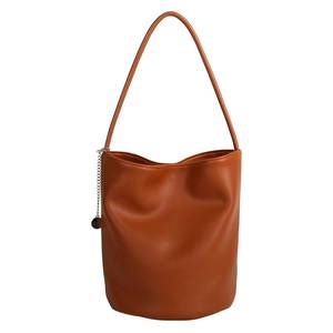 lot 6330 image: Bucket Bag for Women Soft Leather Shoulder Bag Handle Shoulder Purse with Zipper Pocket Commuter Tote Underarm Hobo Purse, Slouchy Designer Handbags Purses Fall Fashion (Brown)