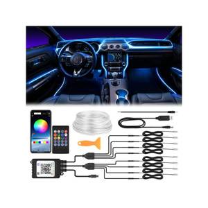 lot 6331 image: SS VISION Interior Car LED Strip Lights 400 inches Fiber Optic tubing USB Powered RGB 8 in 1 Car Neon with Wireless APP and Remote Control, Ambient Lighting Kits 16 Million Colors,Sync to Music
