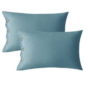 lot 6335 image: JELLYMONI Cotton Pillowcases King Set of 2 Button Pillow Covers 2036in Grayish Blue Bed Pillow Cases 100percent Washed Cotton Soft Breathable