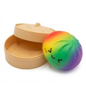 lot 6337 image: 2026New Dumpling Squishy, Dumpling Mystery Box, Colorful Dumplings Soft Squeeze Decompression Dough for Anxiety Relief Fidget with Food Steamer Stretchy Desk Toys(Rainbow Colors) Gifts used
