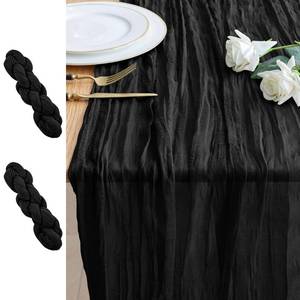 lot 6342 image: Xiomot 2PCS Table Runner Cheesecloth 10FT Black Boho Gauze Cheese Cloth Rustic Sheer Table Runners for Wedding Birthday Bridal Baby Shower Party Decoration