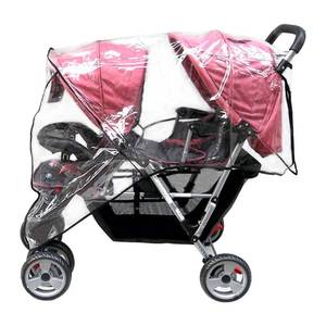lot 6343 image: Aligle Weather Shield Double Popular for Swivel Wheel Stroller Universal Size Baby Rain CoverWind Shield Deal (Black)