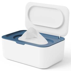 lot 11153 image: Wipes Dispenser, Wipe Holder for Baby and Adult, Seposeve Refillable Wipe Container, Keeps Wipes Fresh, One-Handed Operation. Non-Slip, Easy OpenClose Wipes Pouch Case, Blue
