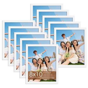 lot 11154 image: Fisnish 8x10 Picture Frame Set of 10, White Frames 8x10 for Tabletop Display, Horizontal or Vertical Wall Mounting