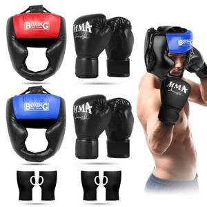 lot 11155 image: YORWHIN Boxing Headgear, Boxing Head Gear Training Sparring Safety Head Guard with Gloves, Protective Gear for MMA, Kickboxing, Muay Thai, Training Helmet for Adult Men Women
