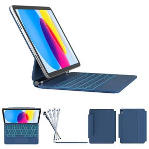 lot 11157 image: RAYMCRAFT for iPad 11th (A16, 2025)10th Generation Case with Keyboard, Magic Keyboard 2022, Springy Backlit Keys, Stain-Resistant Surface, Multi-Touch Trackpad, Steel Blue