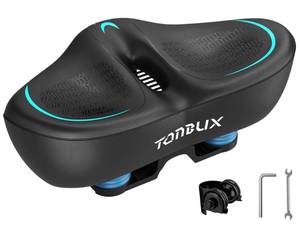 lot 11159 image: TONBUX Noseless Bike Seat for Men and Women, 6cm Padding Extra Comfortable Bike Seat Cushion, 13.4in Large Bicycle Saddle for Peloton Bikes, Stationary Bikes, Ebike