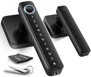 lot 11161 image: 4-in-1 Smart Fingerprint Door Knob Lock - No App Required, Door Locks for Bedrooms and Offices, Finger Print Door Knobs with Keypad and Code