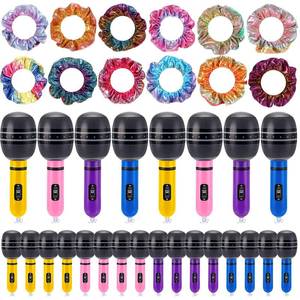 lot 11171 image: Ceenna 48 Pcs Kpop Disco Party Favors Friendship Gifts 24 Inflatable Microphones 24 Shiny Metallic Scrunchies Rainbow Neon Colors Accessories for Birthdays Y2k 80s Singer Dance Fans Dj Party Supplies