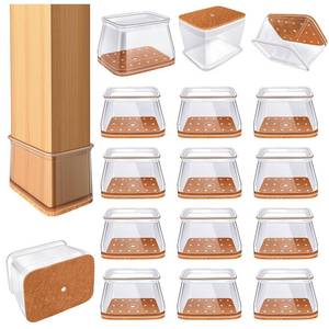 lot 11181 image: 24 Pcs Chair Leg Floor Protectors for Hardwood Floors Rectangle Silicone Covers to Protect Wood Tile Floors Felt Pads Furniture Leg Caps Reduce Noise (Fit L2in to 2-12in,W1in to 1-12in)