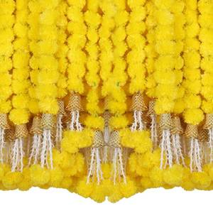 lot 11188 image: Marubhumi Strands Artificial Marigold Flowers Garland for Diwali Decor, Garland for Decoration, Diwali Decorations for Home, Christmas Decor Wedding Decor, Yellow - 5 PCS