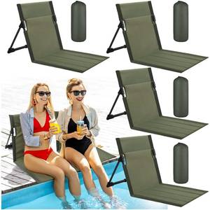 lot 11194 image: Karenhi 4 Pcs Foldable Poolside Chairs Portable Beach Chair Folding Seat for Edge of Pool Provide Back Support with Carry Bag for Adults Traveling Camping Picnic Lawn(Green,26.8 Inch,Classic Style)