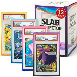 lot 11203 image: X PRO PSA Slab Protector - 12 Pack - Elemental Gradient Colors Included - Durable TPU Bumper Guards - Stackable PSA Slab Guards and Secure Graded Card Guard