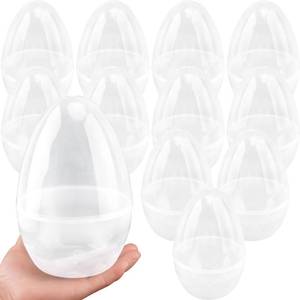 lot 11208 image: Octaday 12 Pack 8 Inch Plastic Jumbo Easter Eggs Large White Transparent Eggs Fillable for Hunt Easter Theme Party Decor