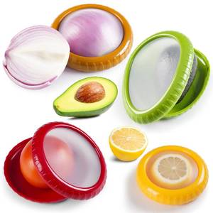lot 11220 image: LPZXH Avocado Saver and Onion Storage Set,4 Pcs Silicone Fruit Vegetable Anti-oxidation Box,Reusable Fridge Fresh Pod Food Storage,Perfect Lemons Tomato Garlic Containers