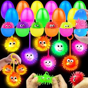 lot 11224 image: 24 Pack Prefilled Easter Eggs with Toys ,Light Up Puffer Balls Stress Relief Fidget Toys Easter Basket Stuffers Fillers Squeeze Sensory Glow Dark Surprise Easter Hunt Kids Boys Girls Gift Party Favors