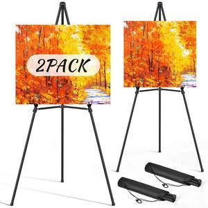 lot 11235 image: Easel Stand for Sign Portable,66in Art Easel Stand for Painting, Adjustable Metal Easels for Display,Wedding Signs, Posters-Black(2 Pack)