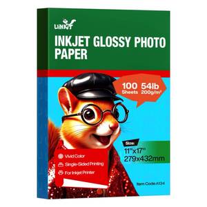 lot 11240 image: Uinkit 11x17 100 Sheets Photo Paper Glossy Inkjet 54lb Double Sided Print Poster Playbill Obituary Papers for Funerals Bulletin Gallery Show Photographic 11 x 17 Copy Printing A3 Value Packed