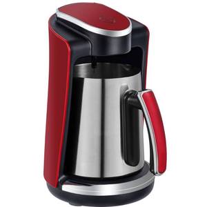 lot 11244 image: Sadaf One-Touch Mediterranean Coffee Maker � Electric Turkish, Greek, and Armenian Coffee Machine - Stainless Steel Coffee Maker - Foam Control and Overflow Sensor - Middle Eastern Cuisine - 250ml, Red