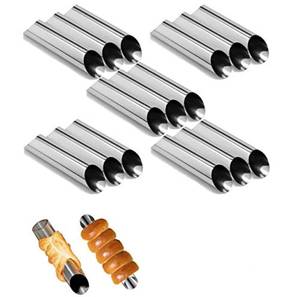 lot 11260 image: EUICAE Cannoli Tubes, 5 inch Large Stainless Steel Cannoli Forms Non-stick cream horn Danish Pastry Molds for Croissant Shell Cream Roll Pack of 15