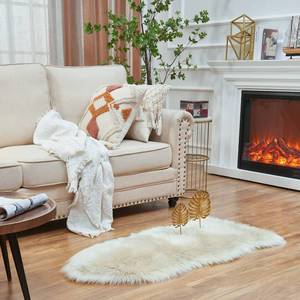 lot 11266 image: EasyJoy Ultra Soft Fluffy Shaggy Area Rug Faux Fur Rug Chair Cover Seat Pad Fuzzy Area Rug for Bedroom Floor Sofa Living Room (2 x 4 ft Sheepskin, Beige)
