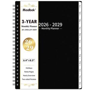 lot 12000 image: 2026-2029 Monthly PlannerCalendar - 3 Year Monthly Planner 2026-2029, July 2026 - June 2029, 6.4in x 8.5in, 36 Months Planner with Tabs, 30 Notes Pages, Double-Side Pocket, Holidays, Julian Dates