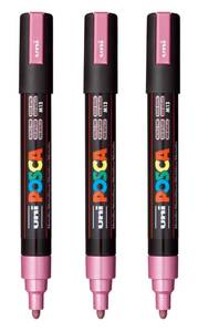 lot 12008 image: posca PC-5M Water-Based Paint Markers, Reversible Medium Tip (1.8-2.5mm), Metallic Pink, 3 Count