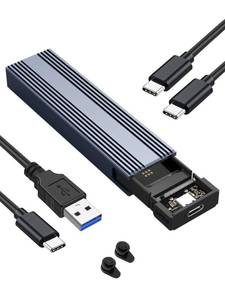 lot 12009 image: V VCOM M.2 NVMe SSD Enclosure,USB C External Adapter, USB 3.2 Gen2 (10Gbps) with UASP, Trim Support - M-Key(BM Key) for 2230224222602280 SSDs