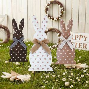 lot 12018 image: Frienda 3 Pack Metal Easter Bunny Yard Signs Outdoor Decoration 14inch Easter Decorative Garden Stakes Rustic Farmhouse Holiday Decor for Spring Home Pathway Walkway Front Yard Lawn Party Supplies
