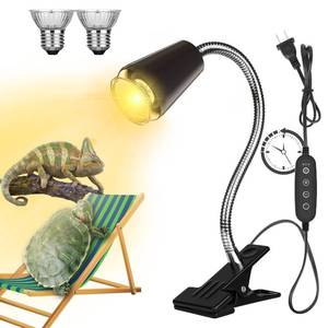 lot 12026 image: Dallfoll Reptile Heat Lamp, UVA UVB Reptile Timing Heat Lamp, with 360°Rotatable Swivel and Clamp, Heating Lamp for Turtle, Lizard, Bearded Dragon