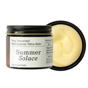 lot 12038 image: Summer Solace Pure Unscented Tallow Balm Nourishing Face and Body Cream Multi Purpose Hydrating Natural Moisturizer for Soft, Supple Skin Hydrates Sensitive, Dry and Cracked Skin 60ml (Used)