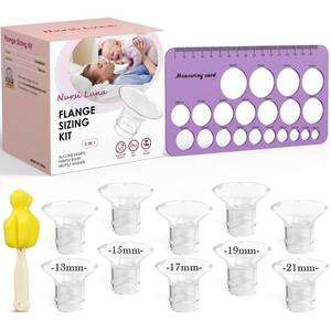 lot 12039 image: Nursi Luna Flange Sizing Kit 3-in-1 with 1315171921mm for 24mm Electric Breast Pump FlangesShields, 10PCS Soft Silicone Flange Inserts for More Comfortable Pumping, BPA-Free, Essential for Moms