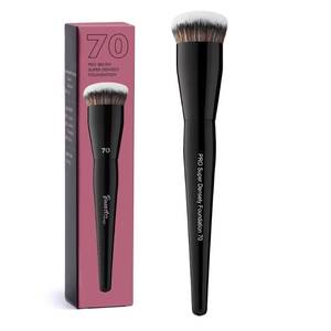 lot 12043 image: Professional Super Dense Foundation Buffing Brush 70, Black Handle with Soft Short Bristles for Powder and Liquid Makeup Application (Used)