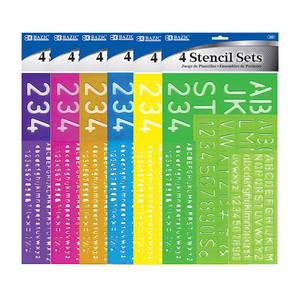 lot 12056 image: BAZIC 8, 10, 20, 30 mm Size Lettering Stencil Sets, 4 Per Pack(Color May Very )