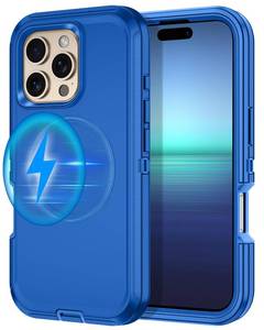 lot 12057 image: I-HONVA for iPhone 16 Pro Case Compatible with MagSafe Shockproof 3-Layer Full Body Protection Without Screen Protector Rugged Heavy Duty Cover Case for Apple iPhone 16 Pro 6.3in,Sea Blue