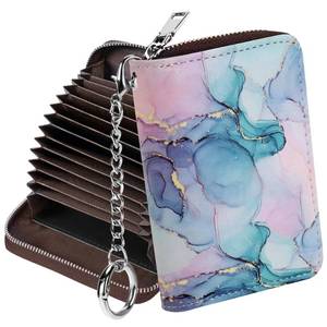 lot 12059 image: Mayski Credit Card Holder, Zipper Credit Card Wallet for Women, Small Accordion Card Cases Holder, KeyChain Wallet, Business Card Holder, Pink Marble