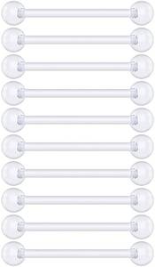 lot 12061 image: Clear Tongue Rings For Work, School - 18g retainer Bioflex Clear Nipple Rings For Surgery - Invisible Tongue Ring Retainer For Sports - Plastic Nipple Ring 18g - Plastic Piercing Retainers 18 Gauge