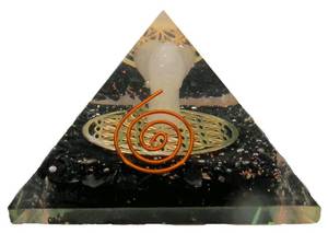 lot 12071 image: Large Orgone Pyramid  Glow in Dark Shungite Pyramid Crystal  Angel Orgonite Pyramid  Organ Pyramids Positive Energy Healing