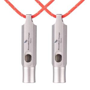 lot 12085 image: Boundless Voyage Titanium Whistle Emergency Survival Safety Whistles with Lanyard Loud for Outdoor Camping Hiking Coaches Training Sports Keychain Whistle (2 PCS - Ti9015) (Missing One)
