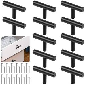 lot 12087 image: Romeda 12 Pack Black Cabinet Knobs, 2in Single Hole Cabinet Hardware with Screws 1in and 1.5in, Drawer Pulls (Black) for Kitchen Bedroom Bathroom Furniture