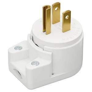 lot 12090 image: Plugrand 12-Direction Adjustable Nema 5-15P Right Angle Plug - 15A, 125V, White, ETL Verified