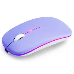 lot 12095 image: AZTZATZ Wireless Bluetooth Mouse Rechargeable Long Lasting Dual Mode - BT 5.2 and 2.4G Silent RGB LED Mice, Slim Portable Ergonomic Mouse for LaptopPCTabletMacBookiPadApple Devices(Purple)