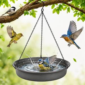lot 12097 image: Hanging Bird Bath Hanging Bird-Feeder - CARGEN Garden BirdBath Tray Wildlife Feeder Plate Water Bowl or Water Bowl for Outdoors Garden Patio Decoration (Missing Chain To Hang)